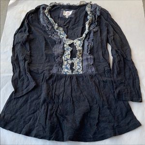 Artsy Anthropologie Deletta Boho Babydoll Top